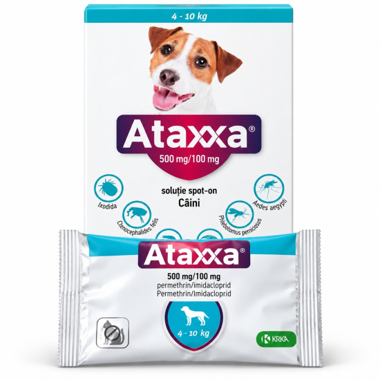 Ataxxa – Deparazitare externa pentru Câini 4–10 kg (3 x 1 ml, Krka Vet)